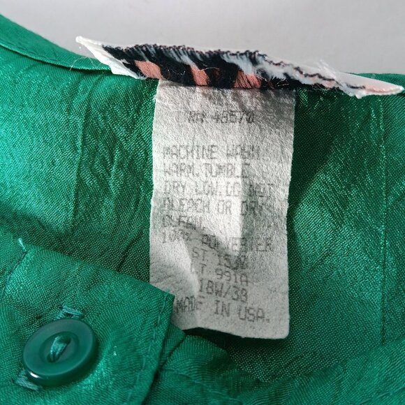 GJ Clar Blouse Size 18/20 Pullover Short Sleeve Green Crinkle Vintage Retro 80s - Picture 7 of 12